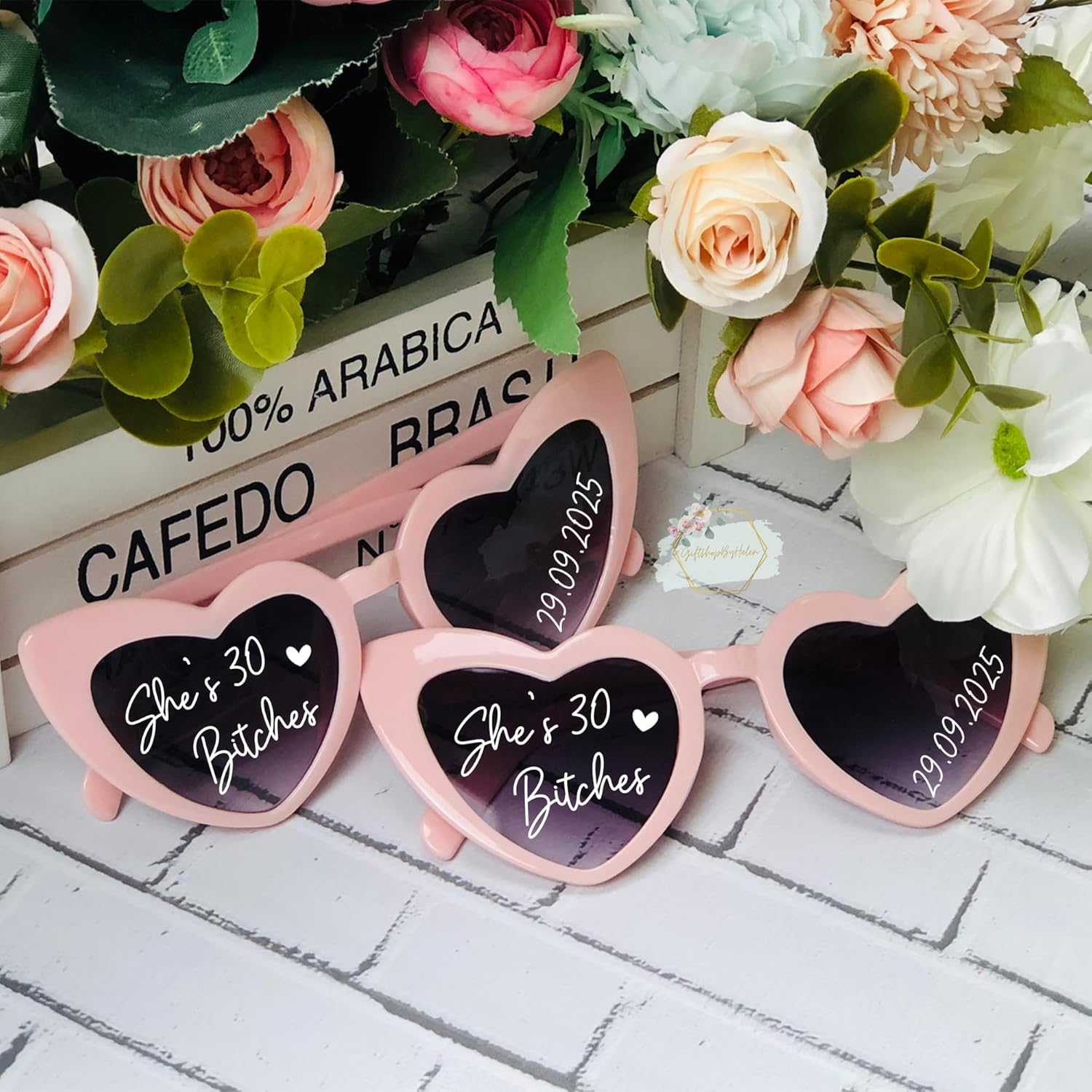 Personalized Text Lens, Heart Shaped Sunglasses