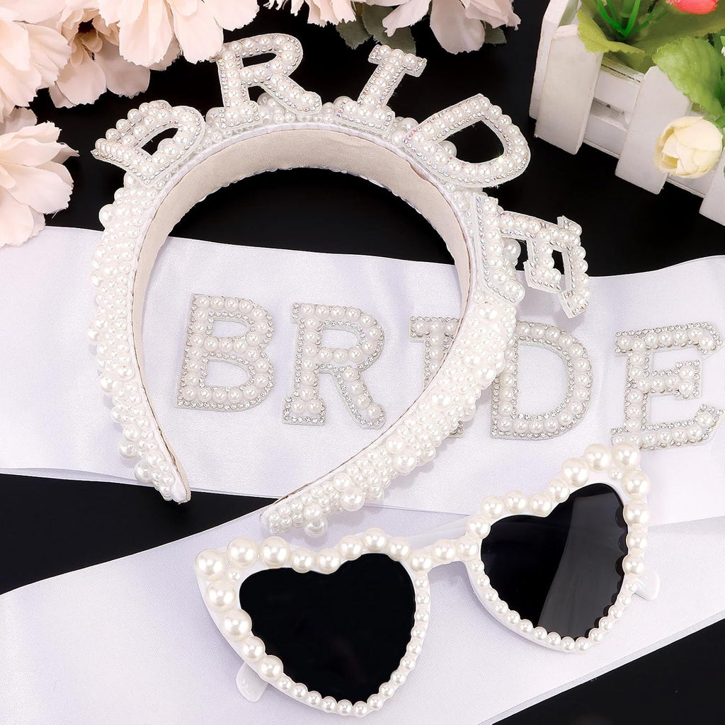 Bride Headband, Heart-Shaped Sunglasses & Sash